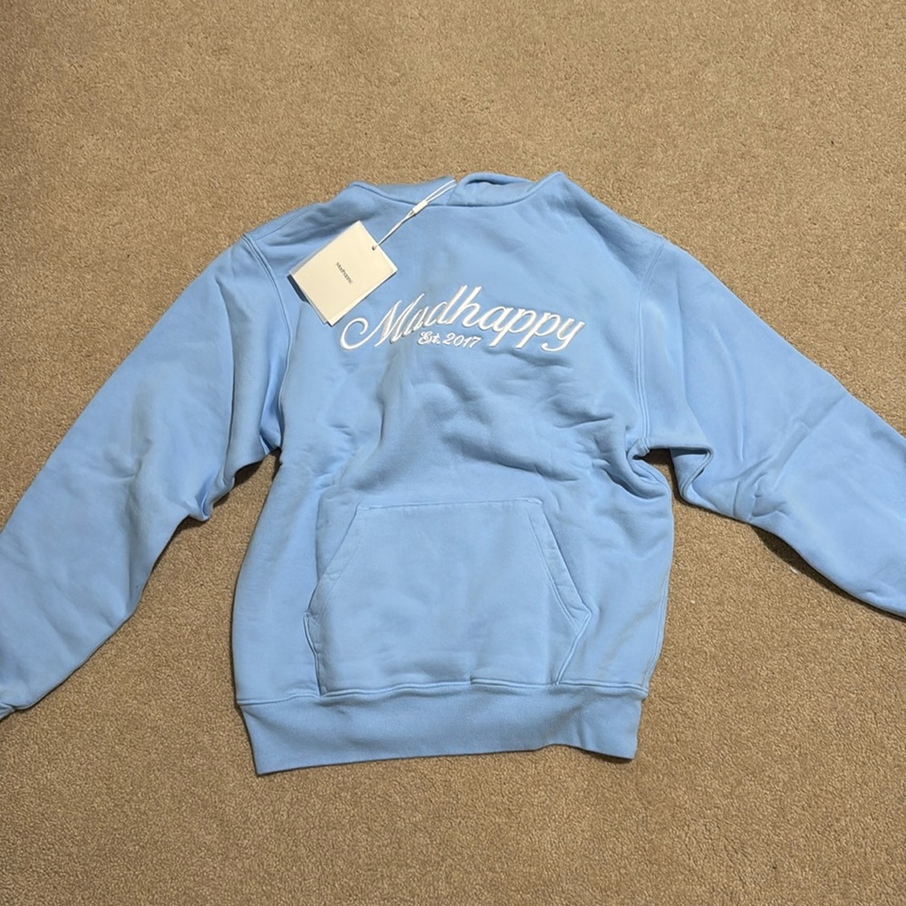 MADHAPPY Powder Blue Script Hoodie